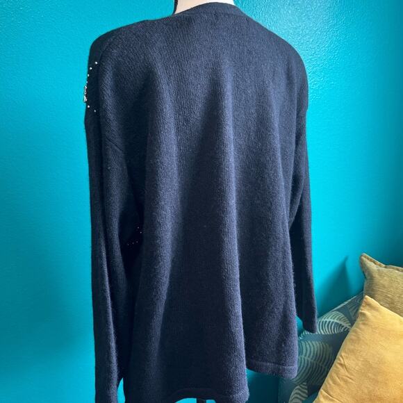 Vintage Karen Scott Angora Silk Lambswool Black Beaded Sweater Women's 2X - Picture 6 of 10